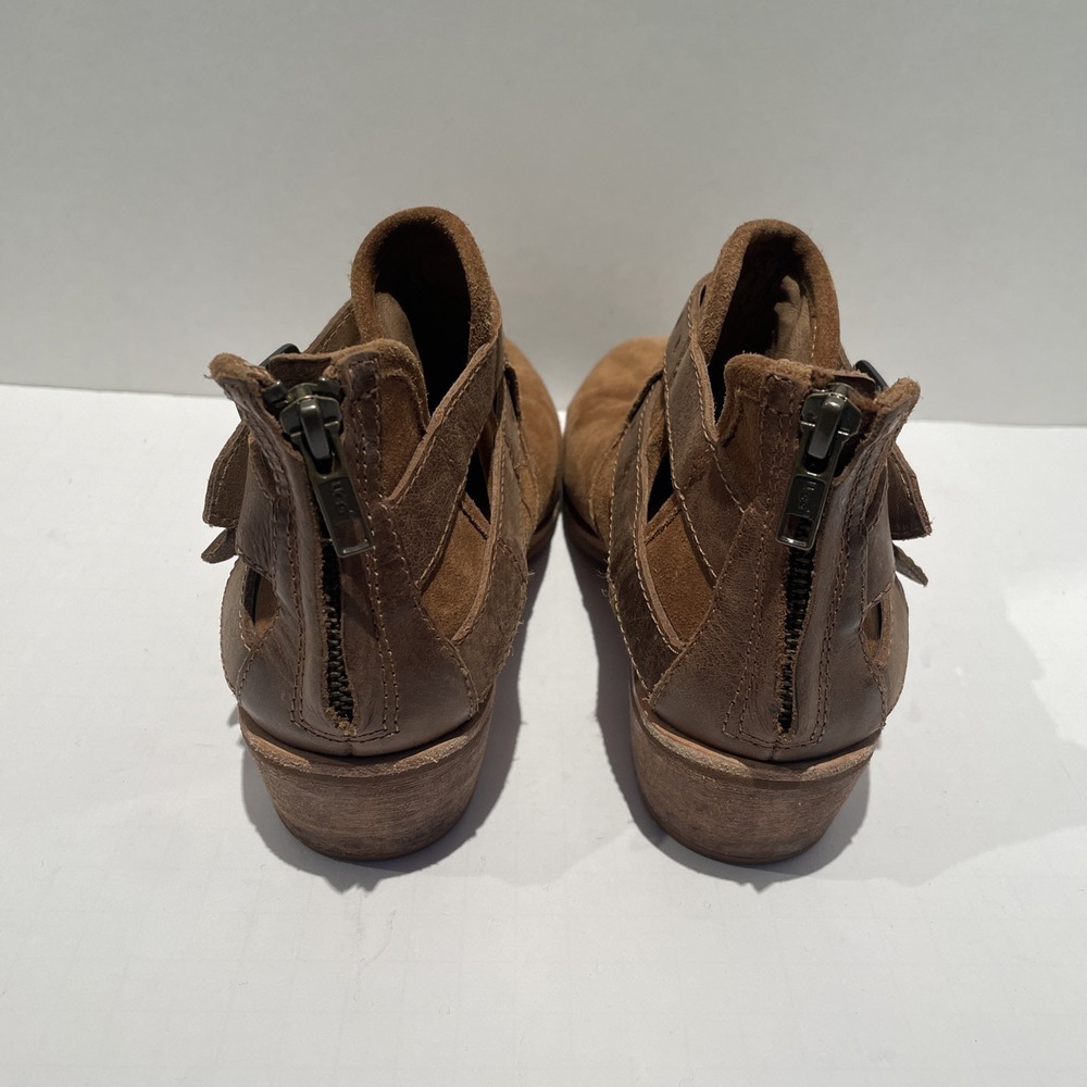 UGG Chestnut Suede Cutout Buckle Ankle Boots Brown Leather Straps Women 7 - Picture 3 of 8